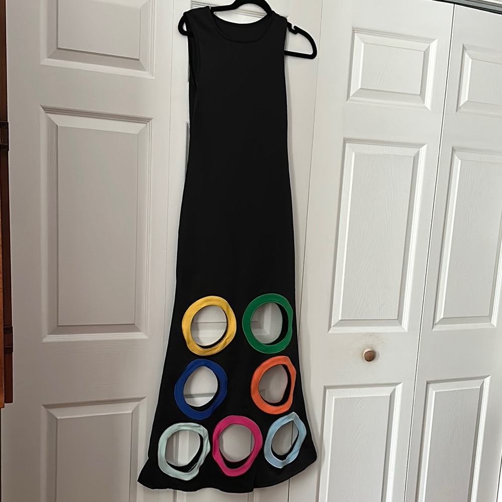Black Multicolor Circle Detail Dress